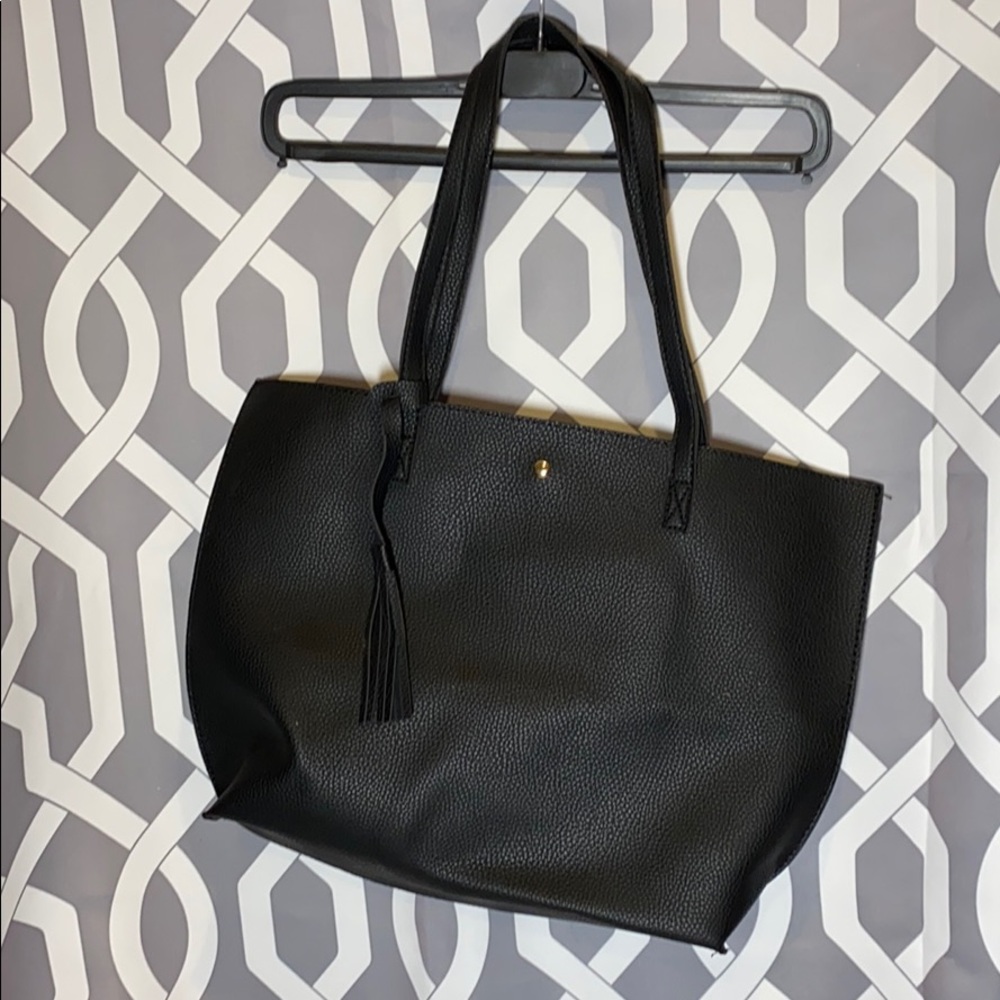 Black Leather Tote Bag